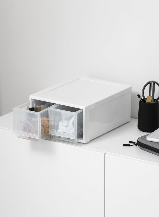 INABOX منظم تخزين INABOX ذو درج مزدوج رأسي قابل للتكديس مصنوع من البولي بروبيلين، شفاف، بدون غطاء، متين وموفر للمساحة لتنظيم المنزل - Image 3